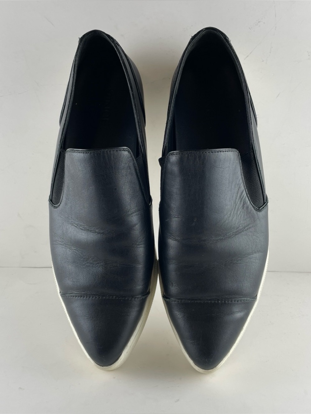 Vince Black Leather Slip-On Sneakers Loafers Size 7 Minimalist